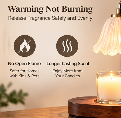 🌸 MINRENM® Vintage Flower Candle Warmer – Adjustable & Wooden Base