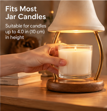 🤍 MINRENM® Modern Ceramic Candle Warmer Lamp – Metal Arch & Wooden Base
