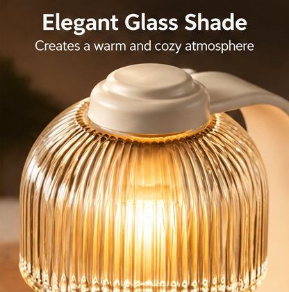 ✨ MINRENM® Fluted Glass Candle Warmer – Dimmable Light & Wooden Base