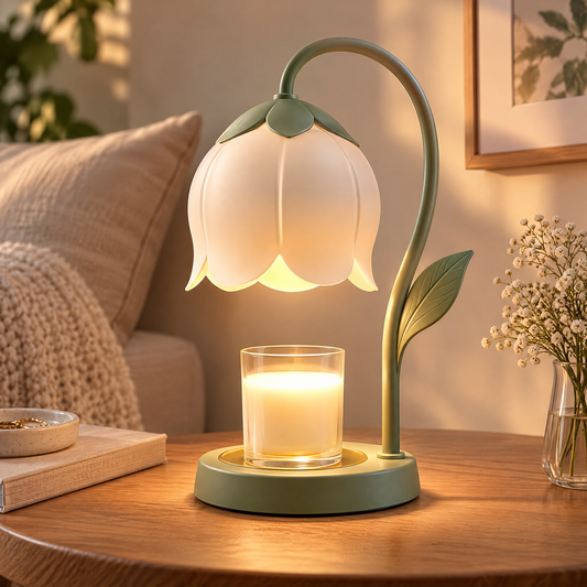 🌷 MINRENM® Floral Candle Warmer – Dimmable Halogen Heat & Metal Base
