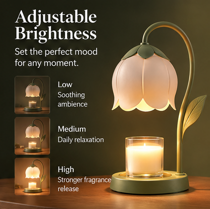 🌷 MINRENM® Floral Candle Warmer – Dimmable Halogen Heat & Metal Base