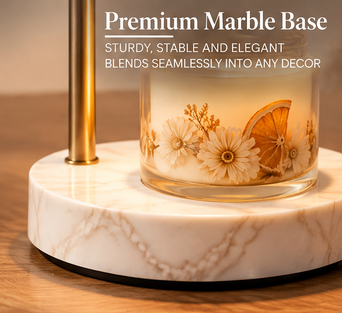 ⏳ MINRENM® Luxury Marble Candle Warmer – Fluted Glass & Smart Timer