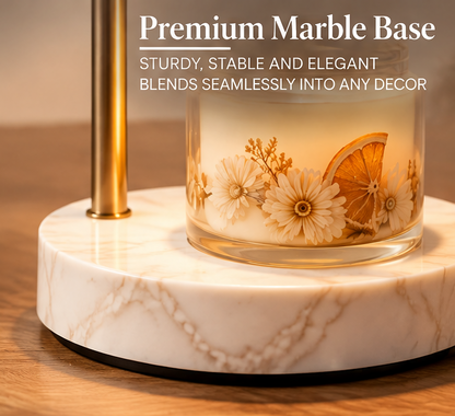 ⏳ MINRENM® Luxury Marble Candle Warmer – Fluted Glass & Smart Timer