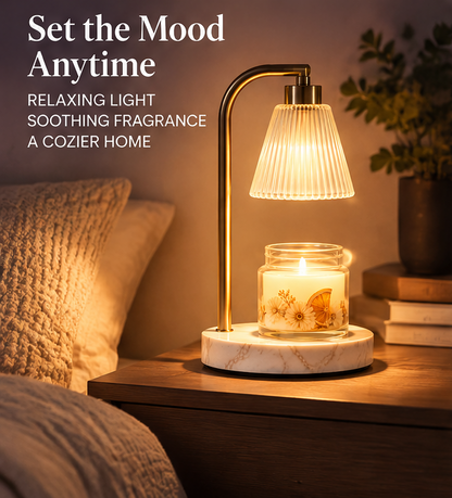 ⏳ MINRENM® Luxury Marble Candle Warmer – Fluted Glass & Smart Timer