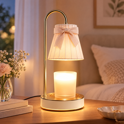 🎀 MINRENM® Vintage Pleated Candle Warmer – Bow & Smart Timer