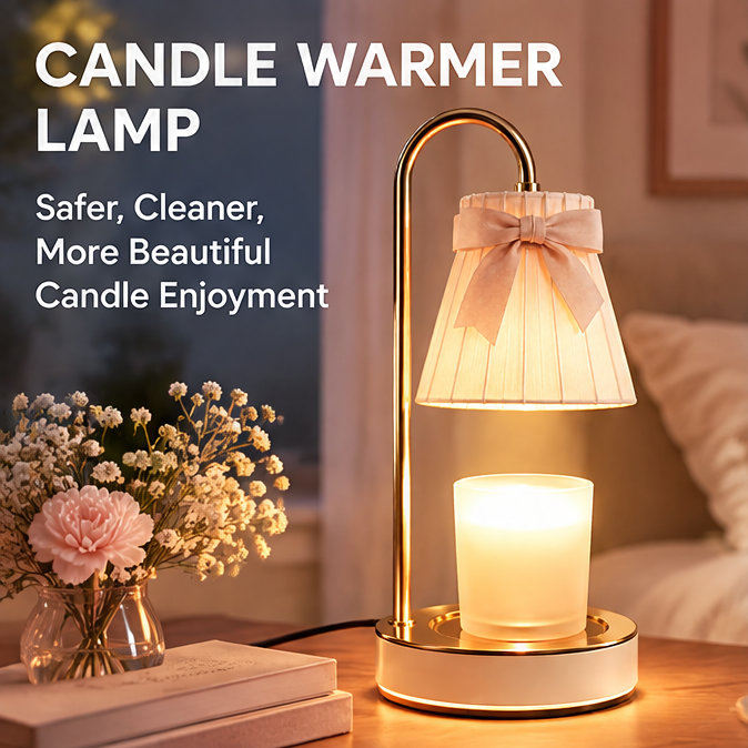 🎀 MINRENM® Vintage Pleated Candle Warmer – Bow & Smart Timer