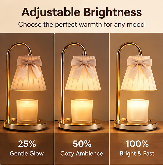 🎀 MINRENM® Vintage Pleated Candle Warmer – Bow & Smart Timer