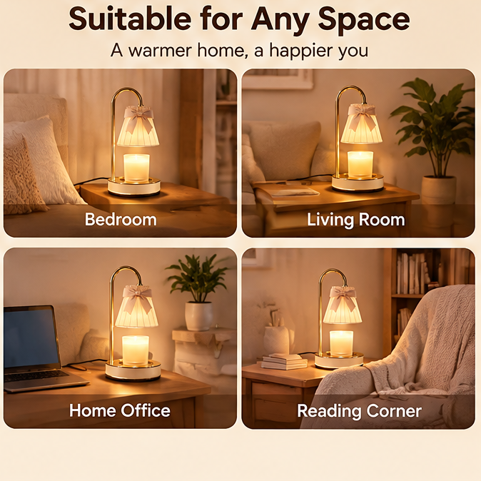🎀 MINRENM® Vintage Pleated Candle Warmer – Bow & Smart Timer