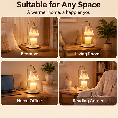 🎀 MINRENM® Vintage Pleated Candle Warmer – Bow & Smart Timer
