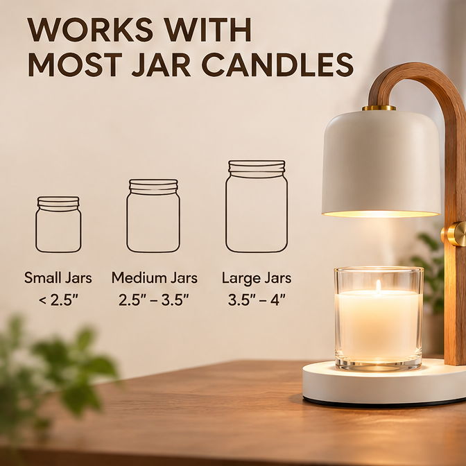 🌿 MINRENM® Modern Wood Arch Candle Warmer – Adjustable & Dimmable