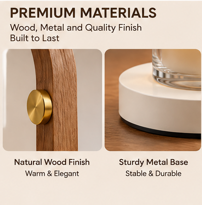 🌿 MINRENM® Modern Wood Arch Candle Warmer – Adjustable & Dimmable